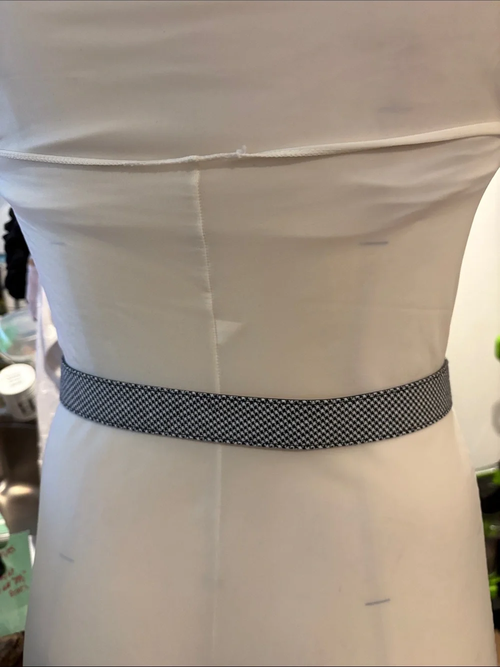 Talbots Black & White Houndstooth Belt with Crystal Buckle